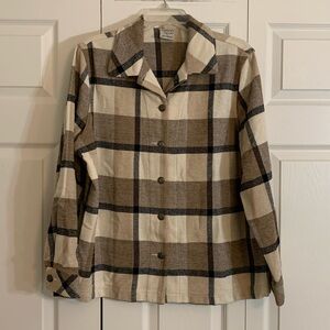Allison Daley Women’s Size 14 Beige Plaid Shirt Shacket Long Sleeve Fall.  L1